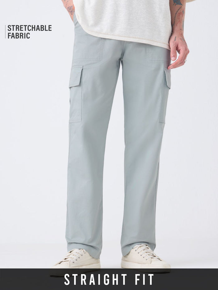 Solids: Storm Grey Men Cargo Pants