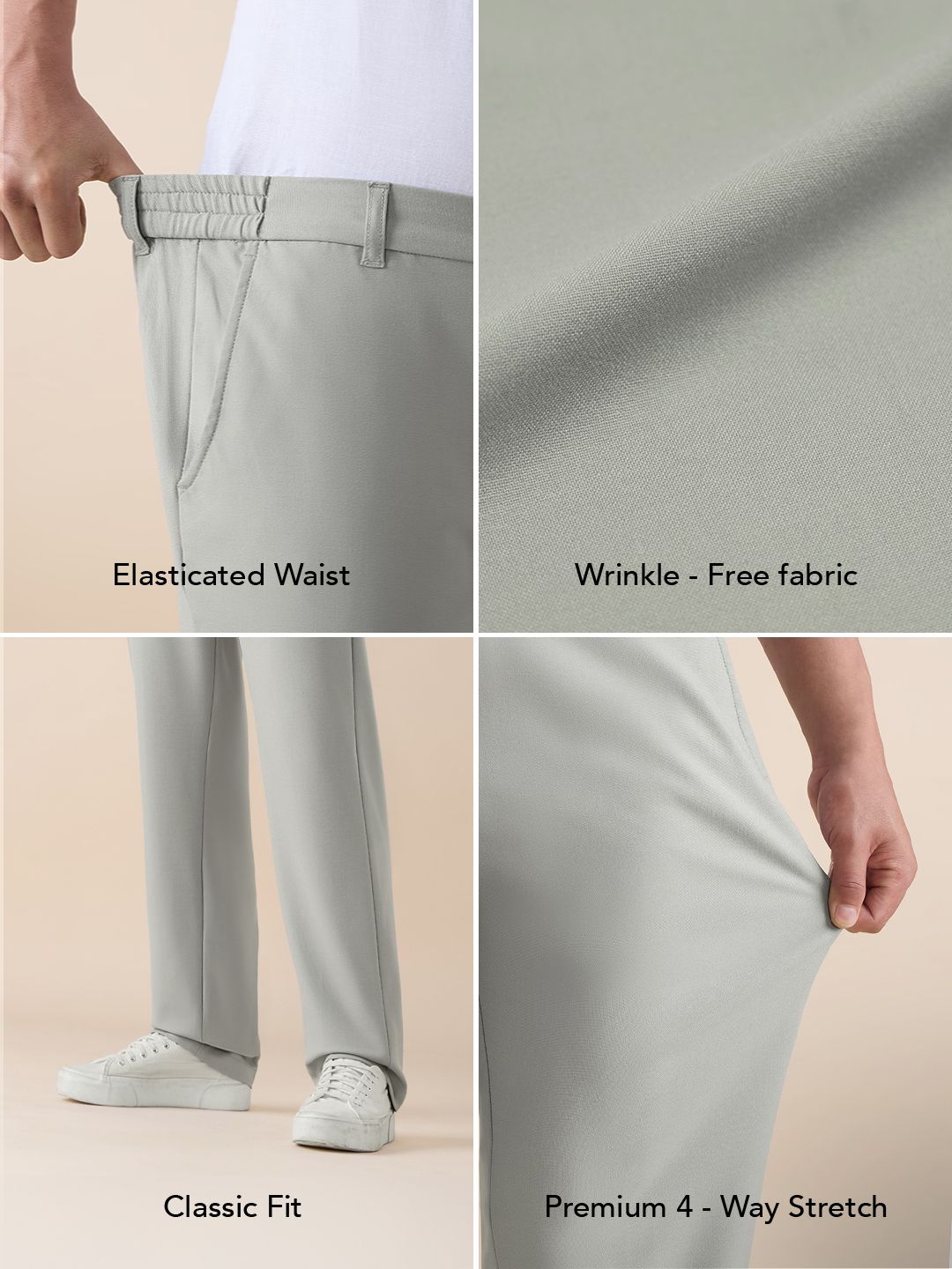 Super Pants: Steel (Classic Fit) Men Super Flex Pants