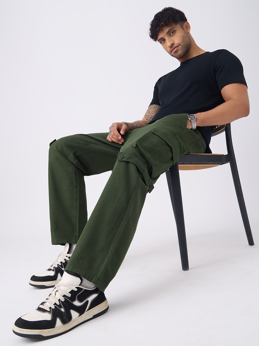 Textured Cargo Pants: Forest Men Cargo Pants