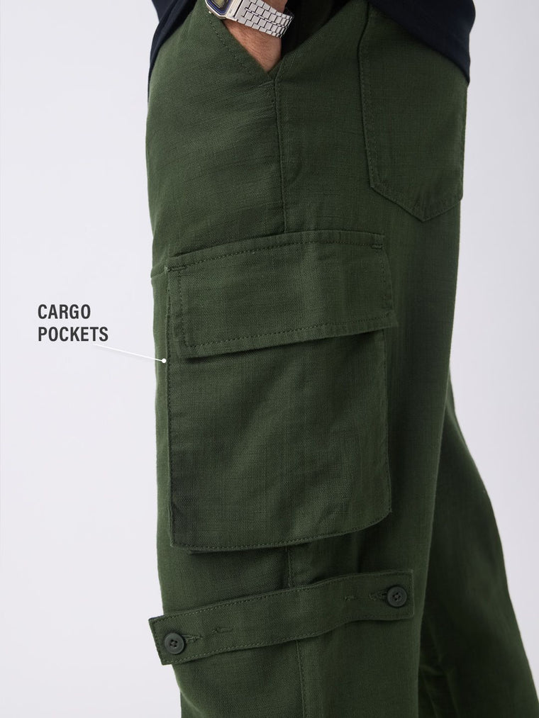 Textured Cargo Pants: Forest Men Cargo Pants