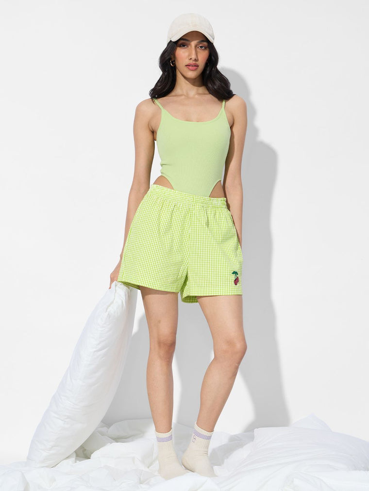 Seersucker Shorts: Cherry Women Lounge Boxers