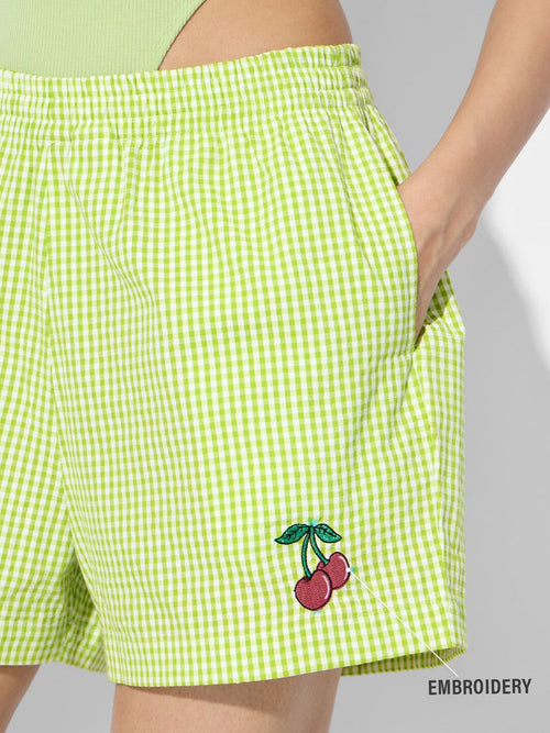 Seersucker Shorts: Cherry Women Lounge Boxers