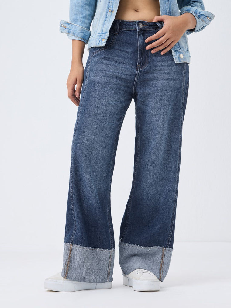 Relaxed Straight-Fit Denim: Indigo Women Straight Denims