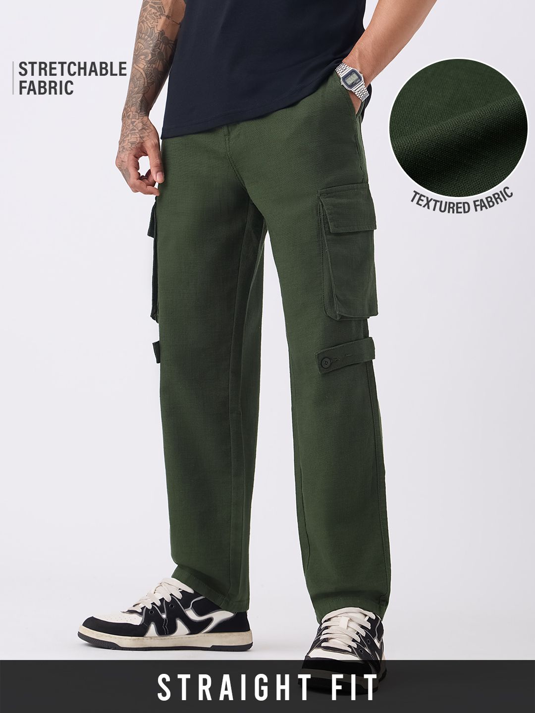 Textured Cargo Pants: Forest Men Cargo Pants