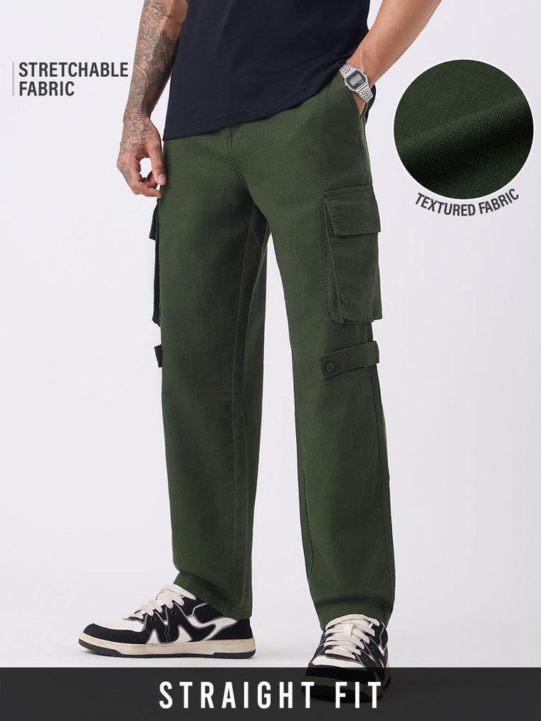 Textured Cargo Pants: Forest Men Cargo Pants