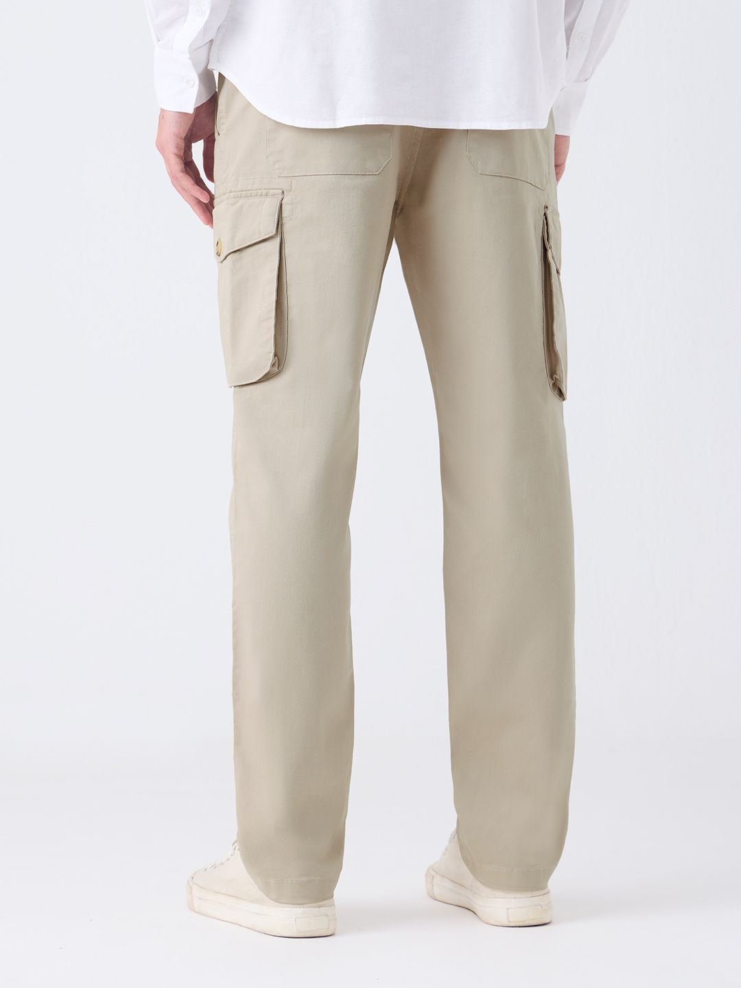 Solids: Beige Men Cargo Pants