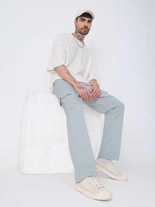 Solids: Storm Grey Men Cargo Pants