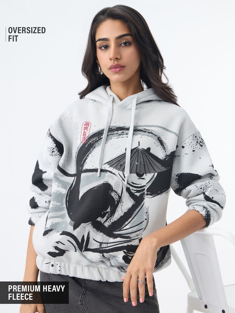 Kung Fu Panda: Inky Warrior Women Oversized Hoodies