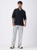 Textured Cargo Pants: Smokey Grey Men Cargo Pants