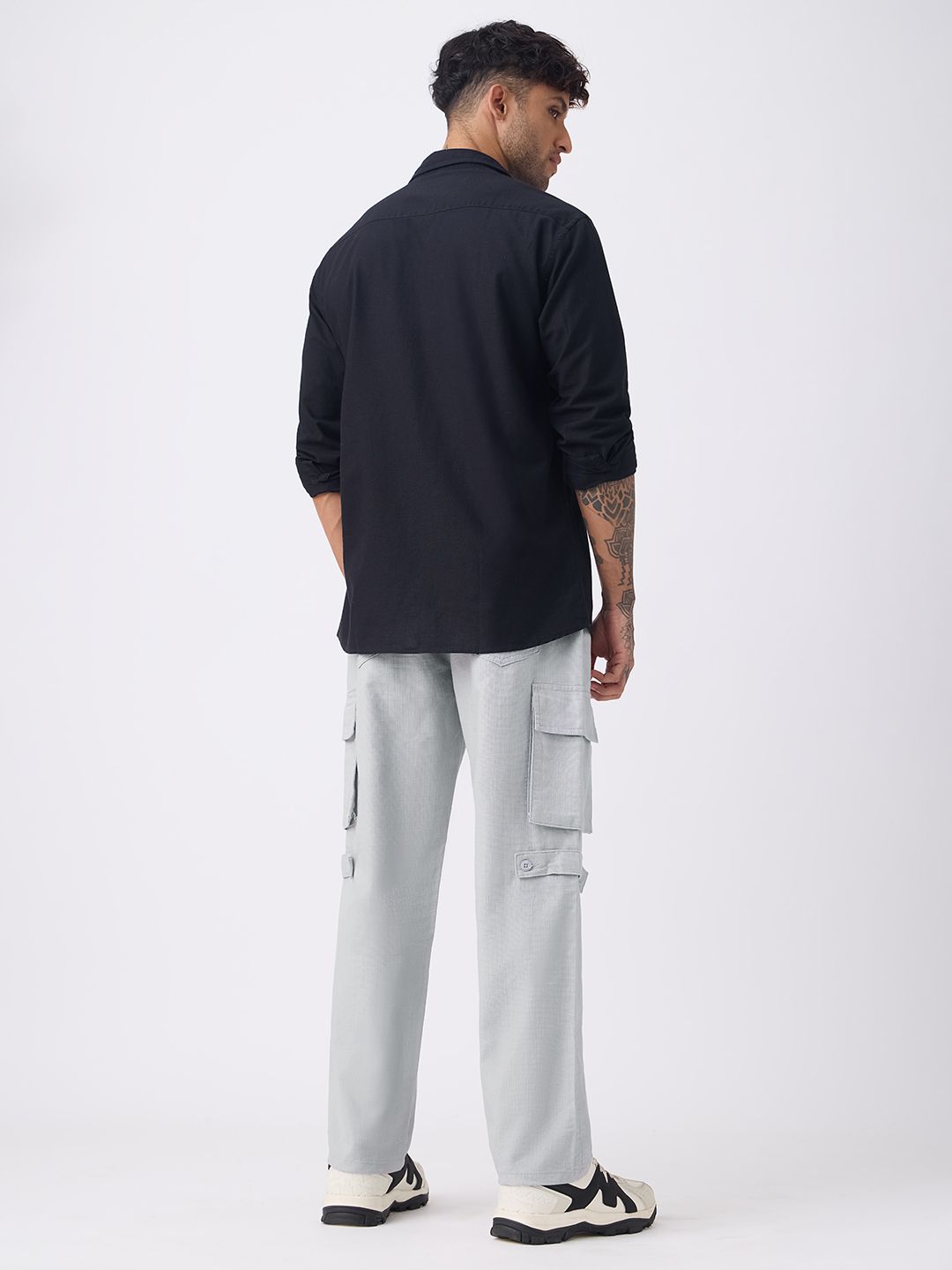 Textured Cargo Pants: Smokey Grey Men Cargo Pants