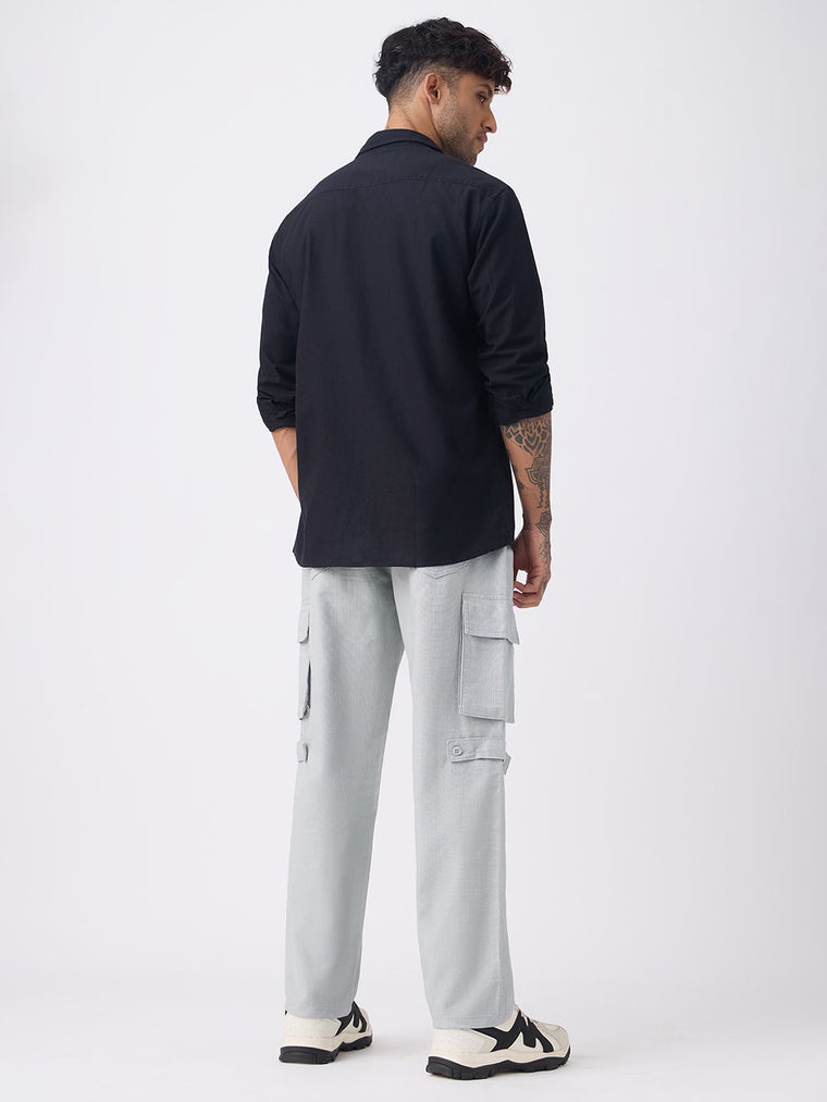 Textured Cargo Pants: Smokey Grey Men Cargo Pants