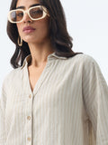 Cotton Linen Shirt: Latte Women Oversized Shirts