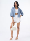 Cotton Linen Shirt: Azure Women Oversized Shirts