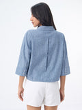 Cotton Linen Shirt: Azure Women Oversized Shirts