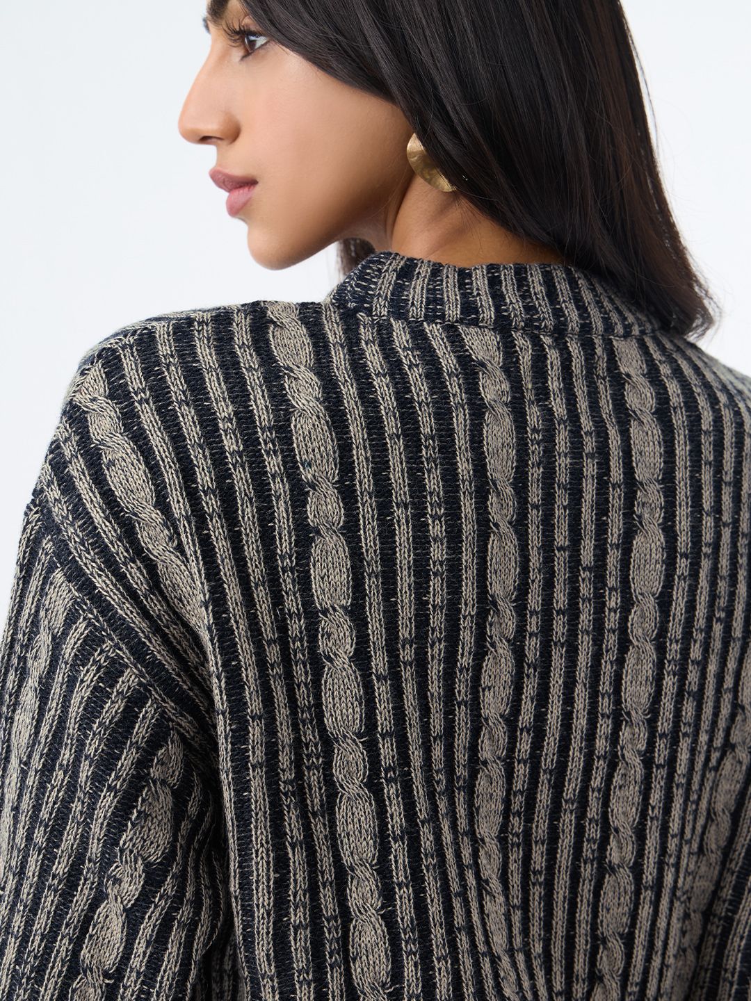 Cable-Knit Sweater: Hazel Noir Women Fitted Sweaters