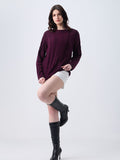 Cable Knit Sweater: Plum Berry Women Oversized Sweaters