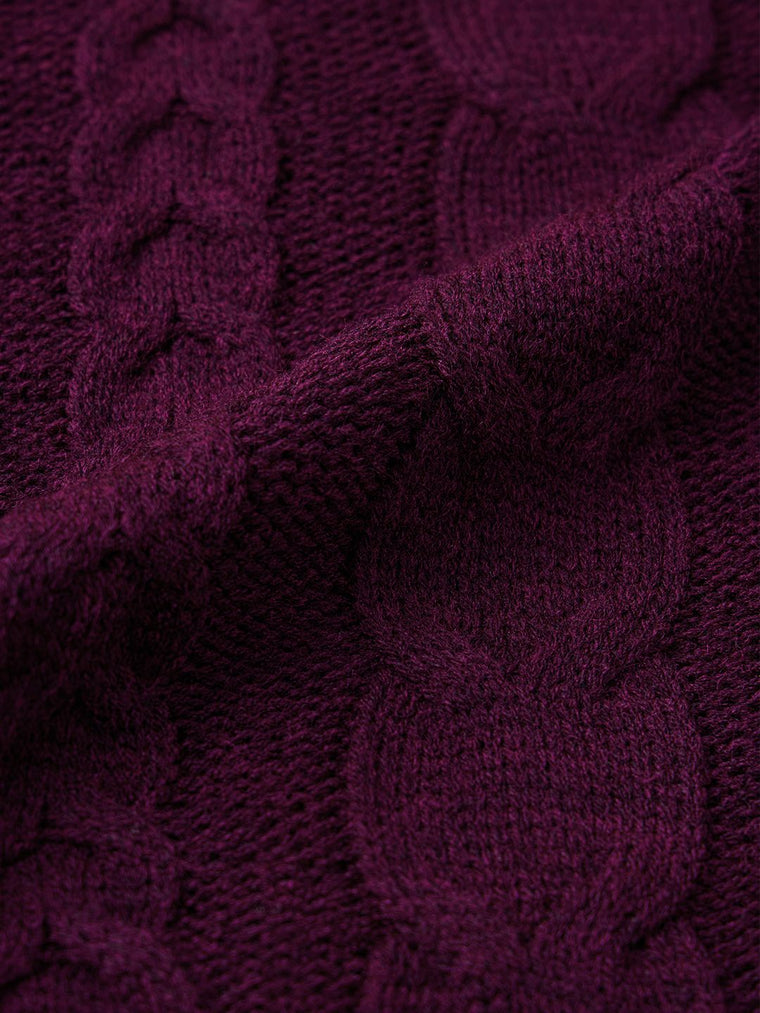 Cable Knit Sweater: Plum Berry Women Oversized Sweaters