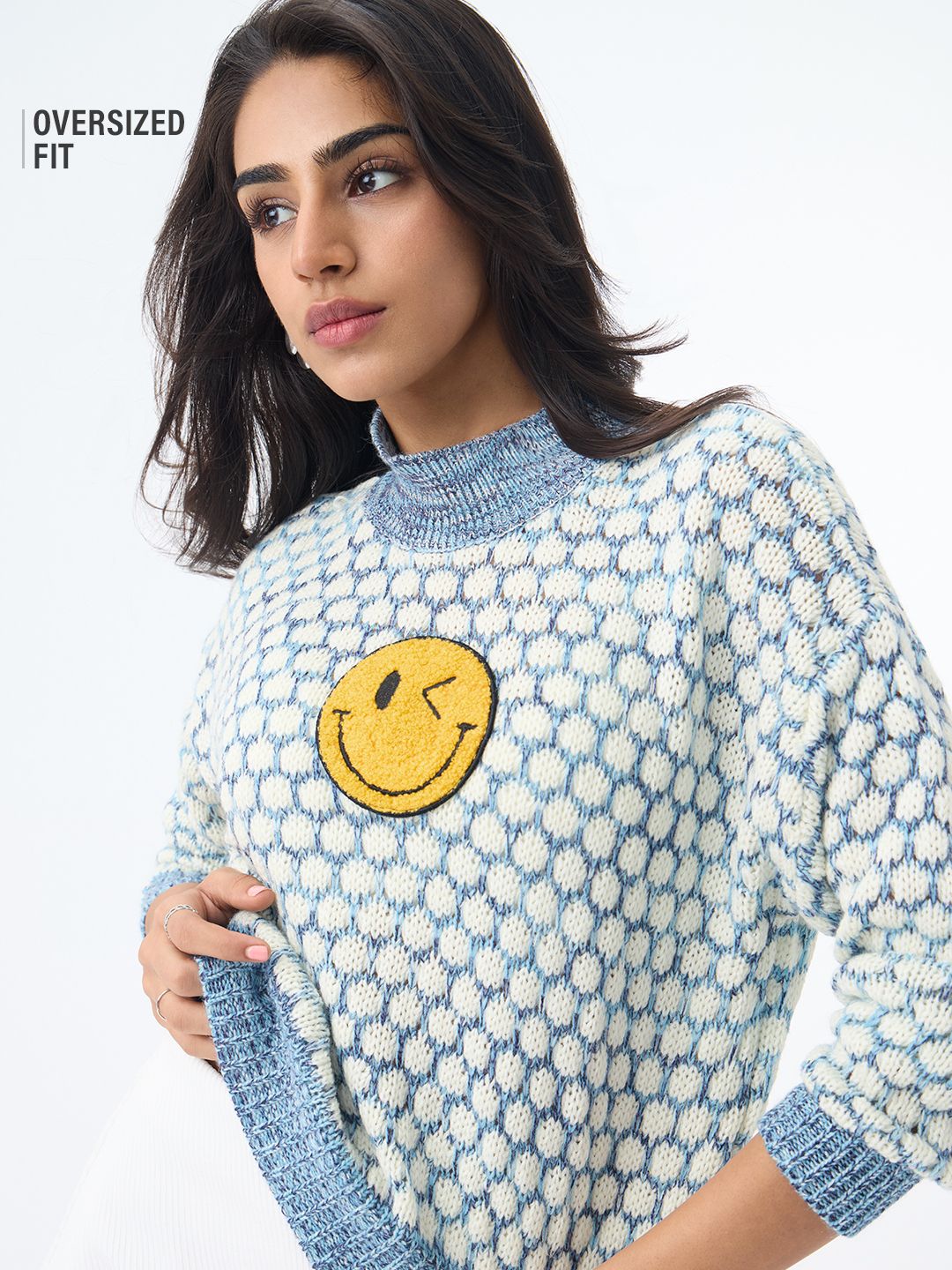 S.W.SMILEY: Faces Women Oversized Sweaters