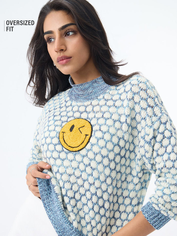 S.W.SMILEY: Faces Women Oversized Sweaters