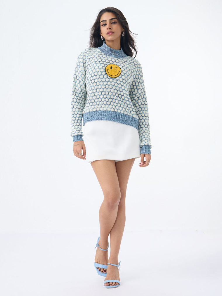 S.W.SMILEY: Faces Women Oversized Sweaters