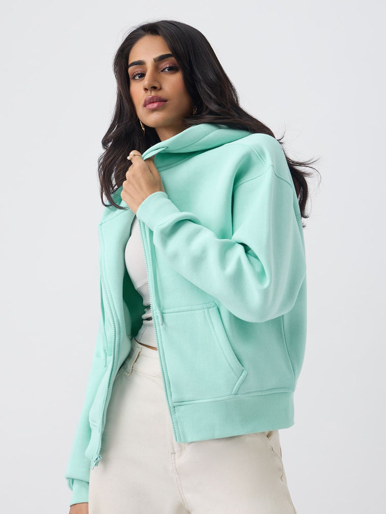 Zipper Hoodie: Applemint Women Oversized Zipper Hoodies