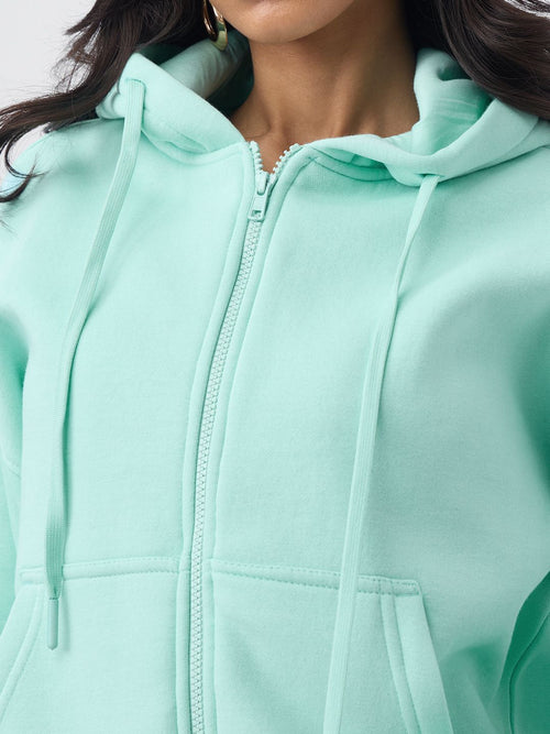 Zipper Hoodie: Applemint Women Oversized Zipper Hoodies