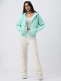 Zipper Hoodie: Applemint Women Oversized Zipper Hoodies