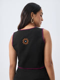 Cotton Linen Vest: Dark Void Women Fashion Tops