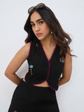 Cotton Linen Vest: Dark Void Women Fashion Tops
