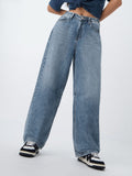 Barrel-Fit Denim: Drip Blue Women Barrel Denims
