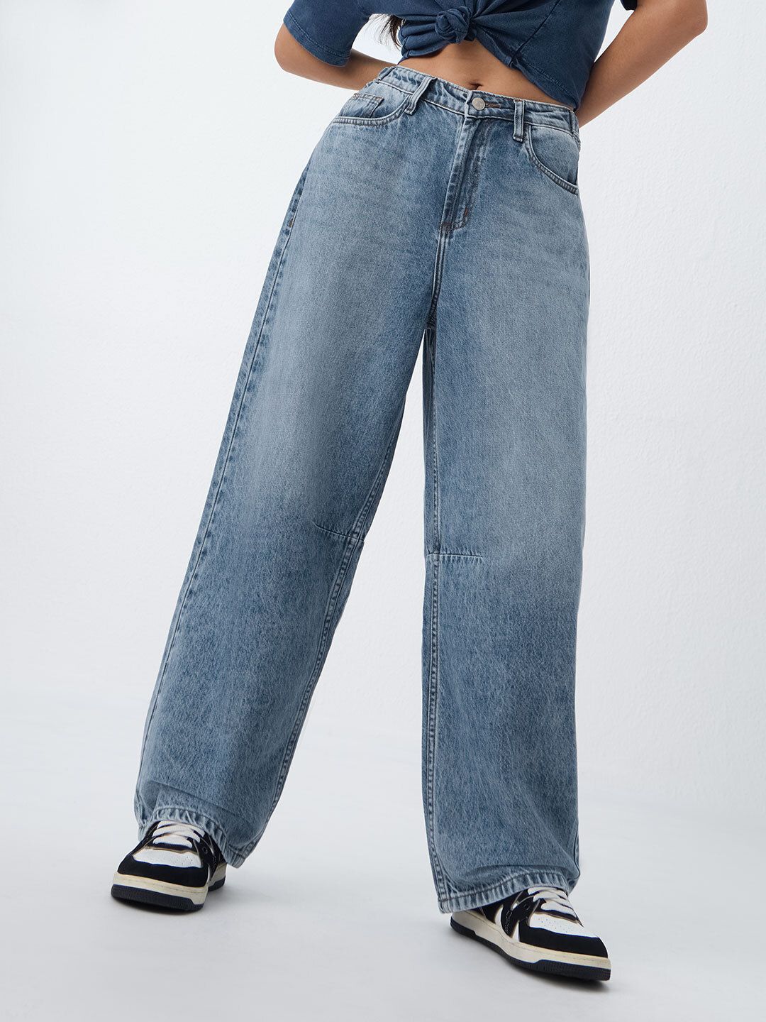 Barrel-Fit Denim: Drip Blue Women Barrel Denims
