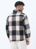 Plaid: Cream, Black Men Flannel Shackets