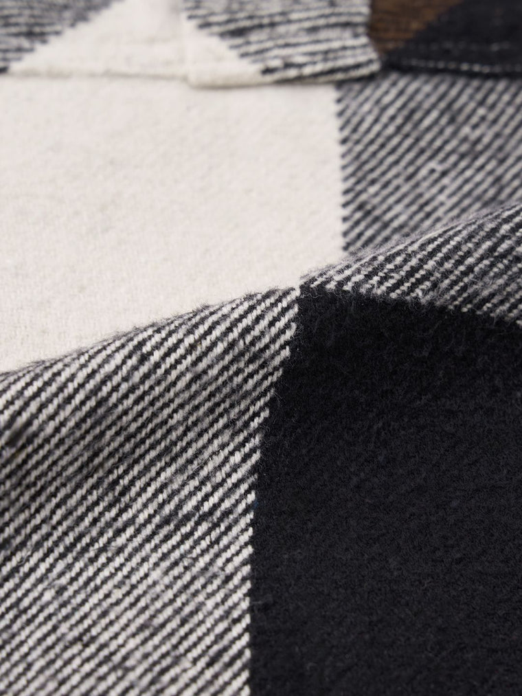 Plaid: Cream, Black Men Flannel Shackets