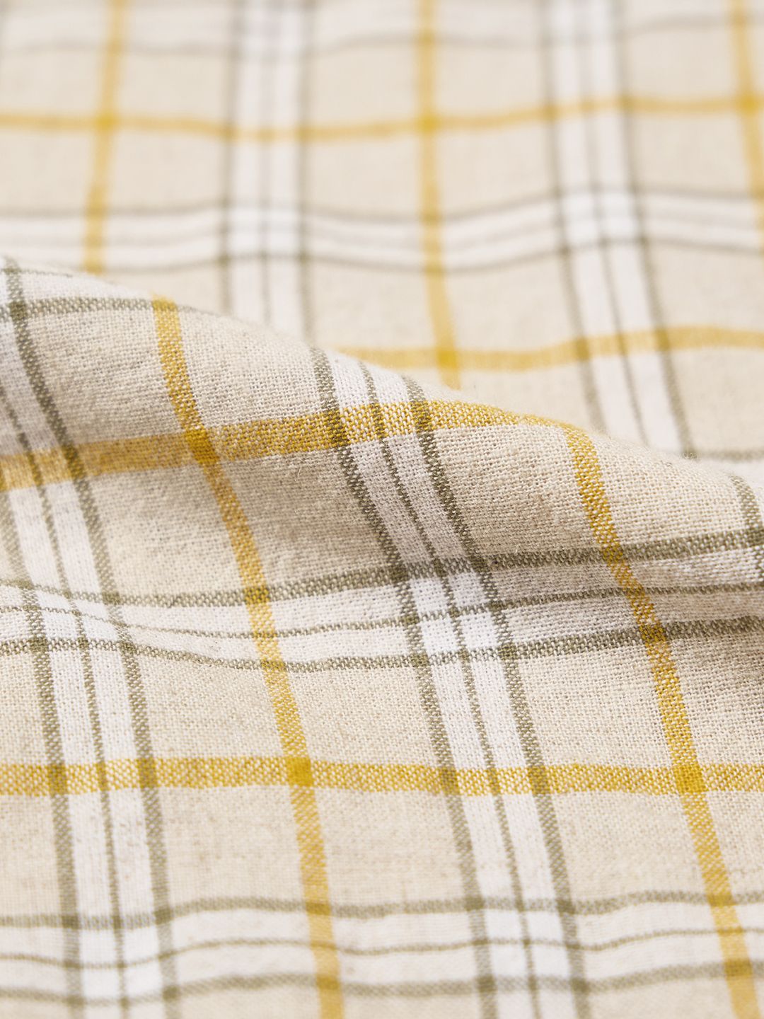 Cotton Linen Checks: Ochretone Cotton Linen Shirts