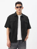 Zipper Shirt: Charcoal Black Oversized Shirts