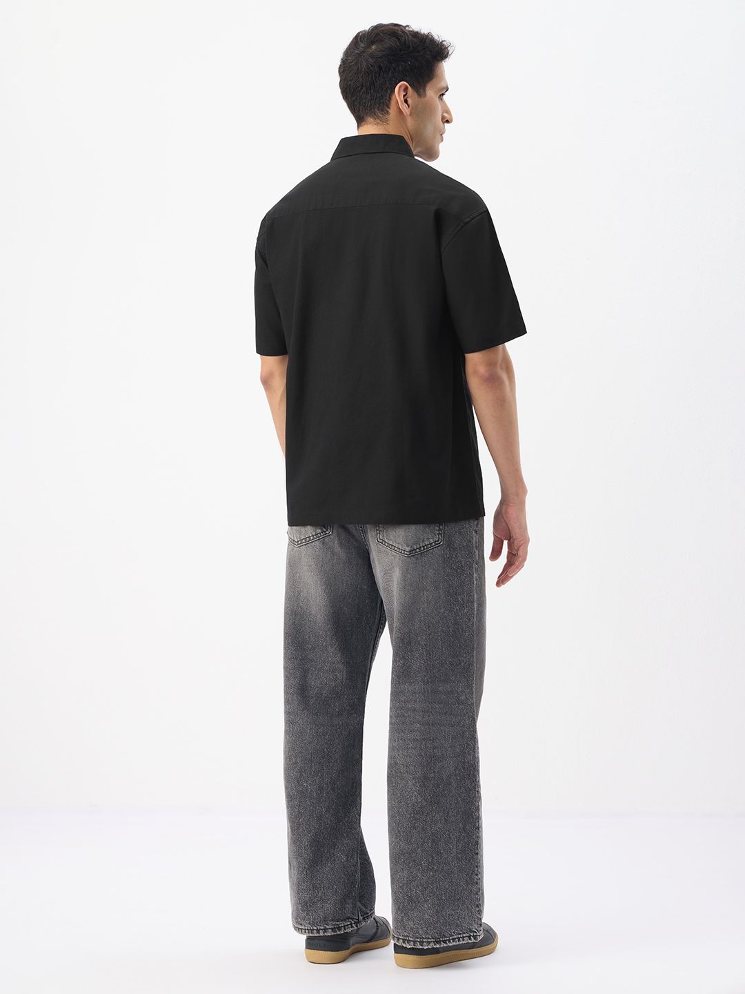 Zipper Shirt: Charcoal Black Oversized Shirts