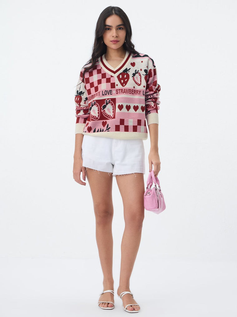 TSS Originals: Berry Love Women Oversized Sweaters