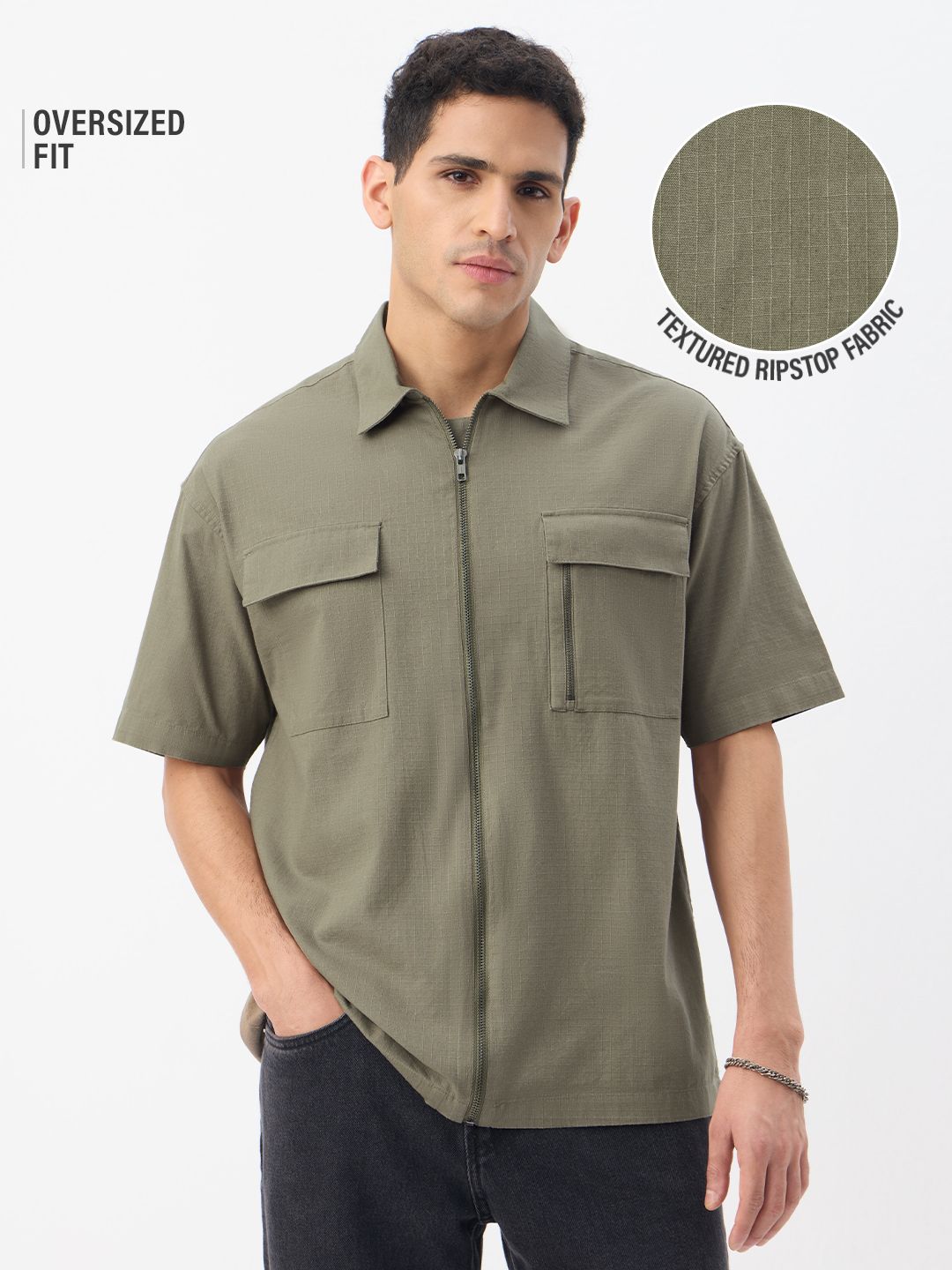 Zipper Shirt: Driftwood Oversized Shirts