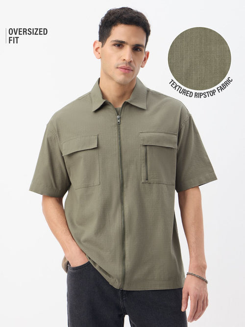 Zipper Shirt: Driftwood Oversized Shirts