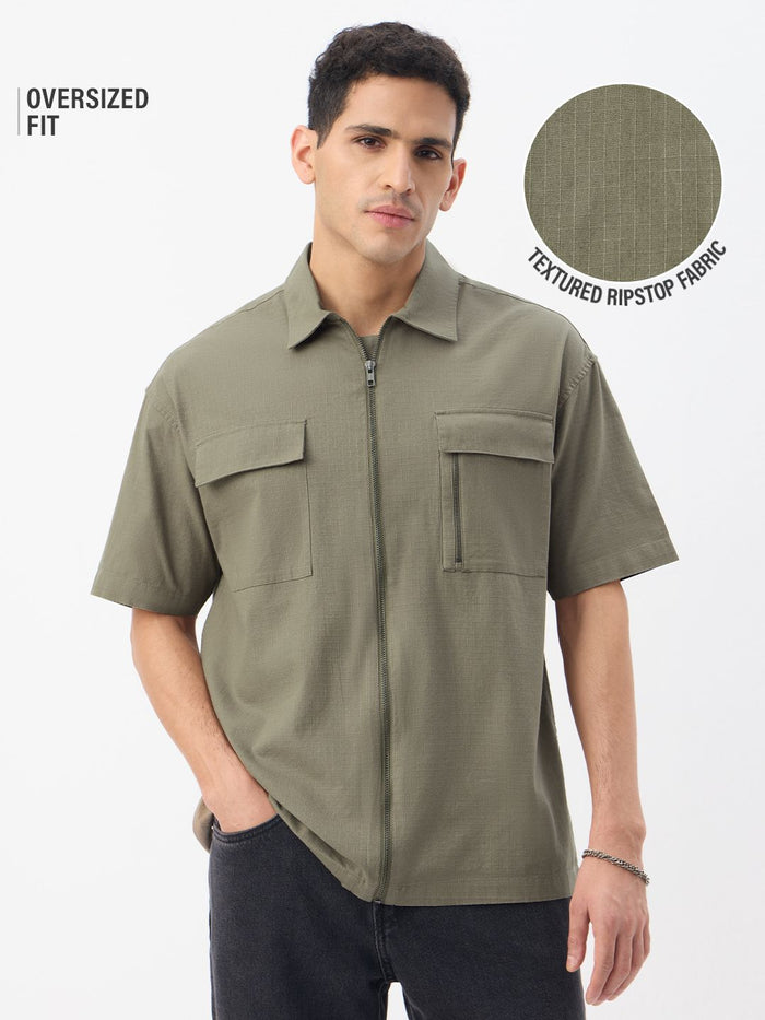Zipper Shirt: Driftwood Oversized Shirts