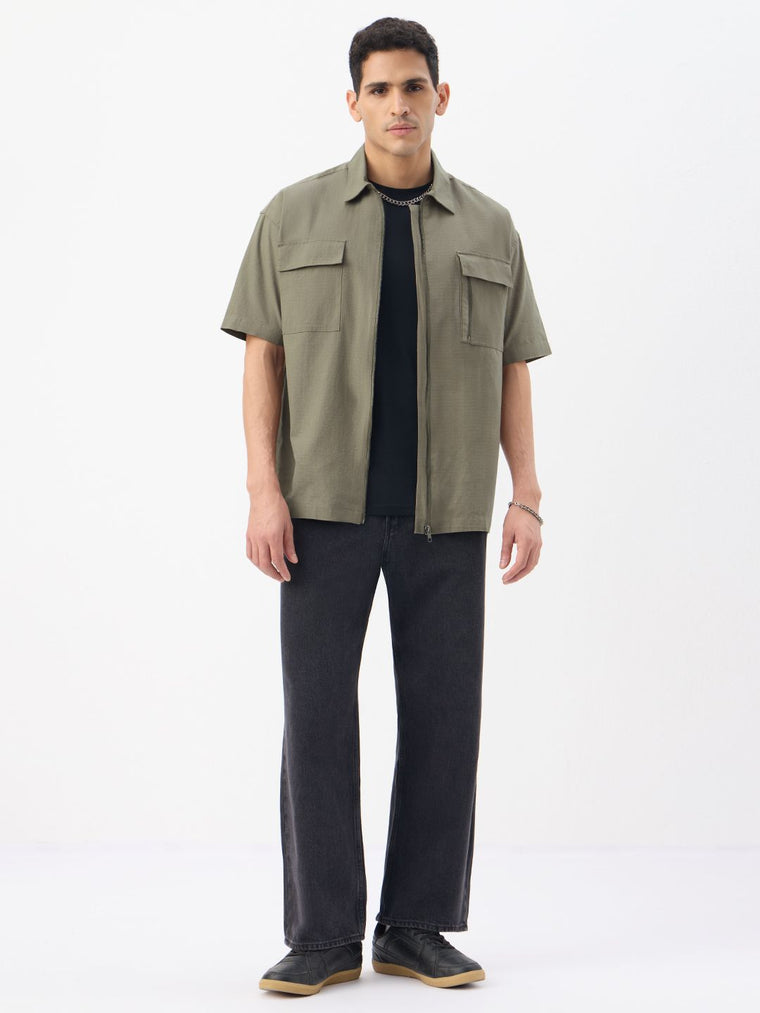 Zipper Shirt: Driftwood Oversized Shirts