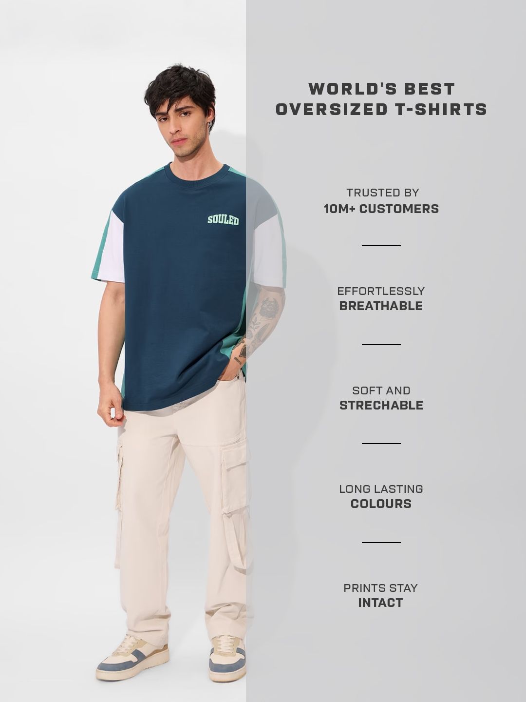 Colourblock: Deep Sea Blue Oversized T-Shirts