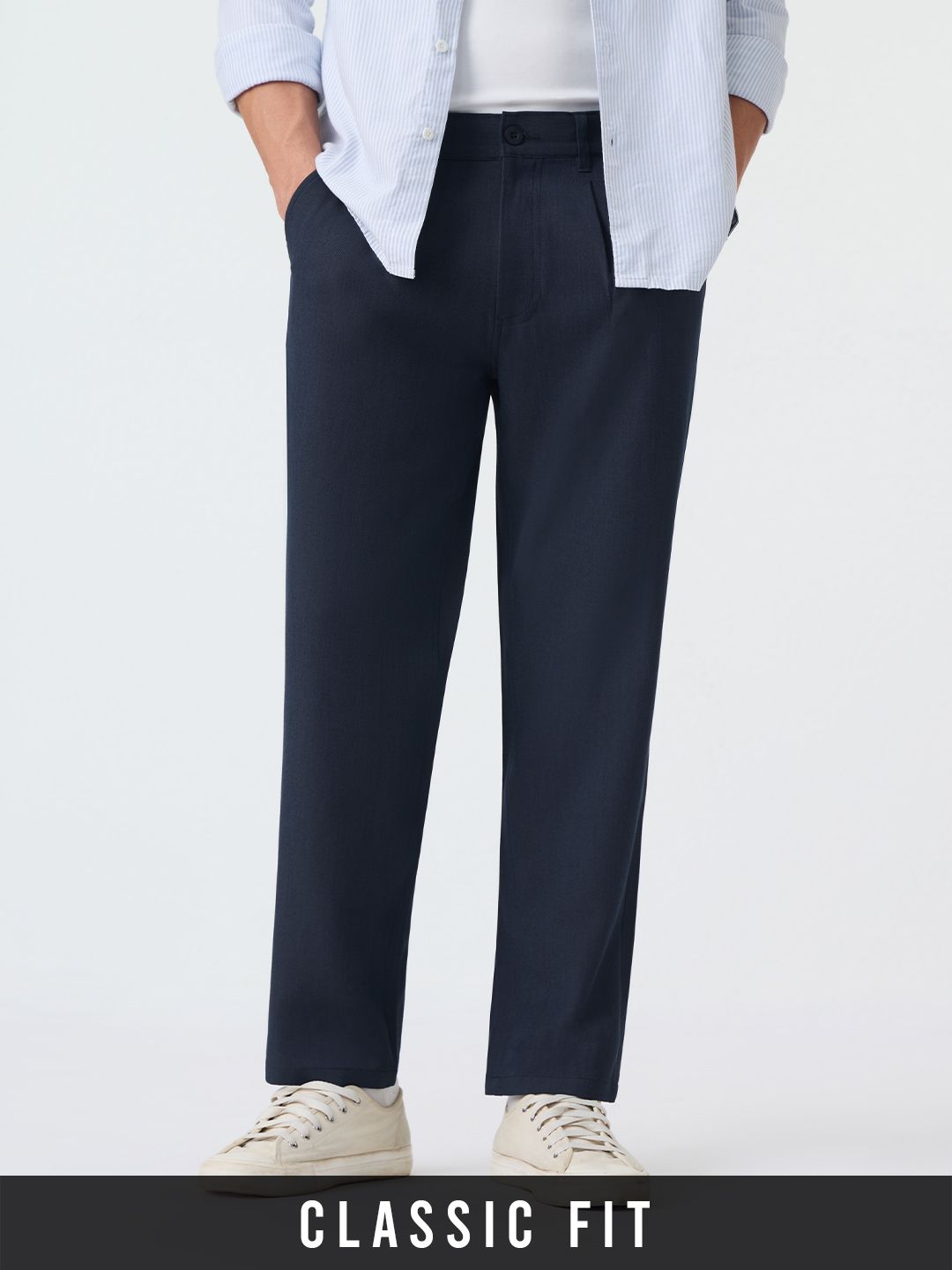 Pleated Pants: Marine Men Super Flex Pants