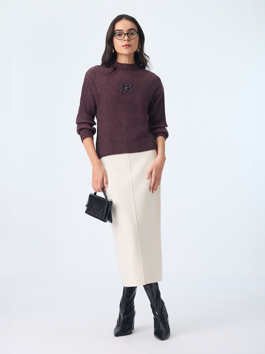 Textured Sweater: Amethyst Women Fitted Sweaters