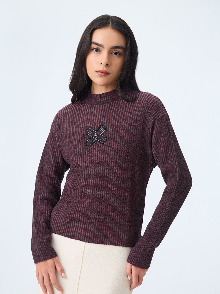 Textured Sweater: Amethyst Women Fitted Sweaters