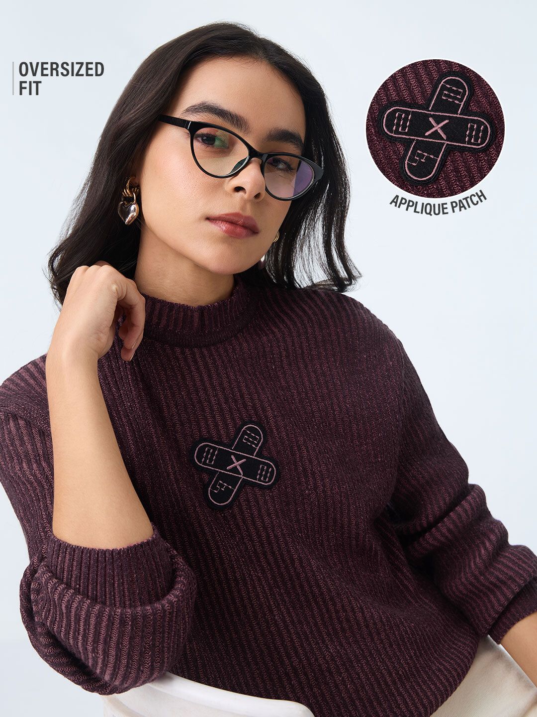 Textured Sweater: Amethyst Women Fitted Sweaters
