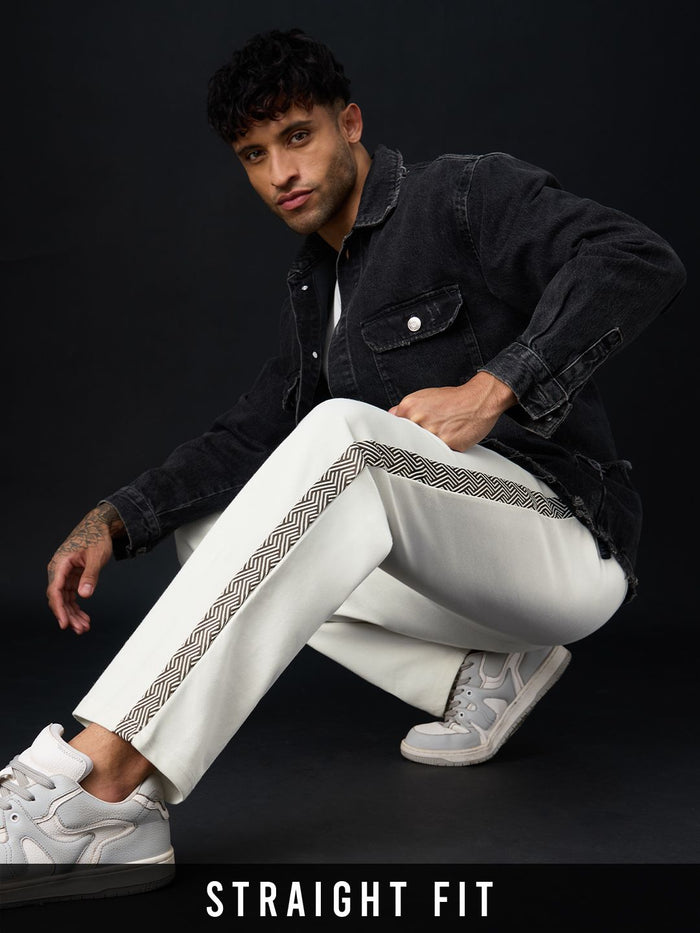 Straight-Fit Joggers: Ivory Men Joggers