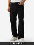Solids: Black (Straight Fit) Men Straight Fit Jeans