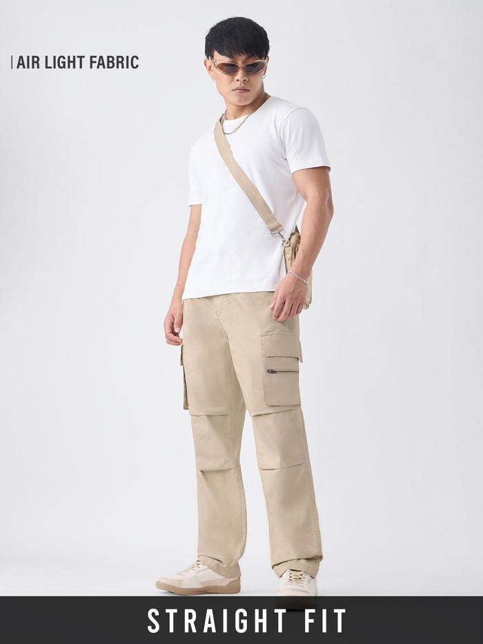 Parachute Pants: Creamy Beige Men Parachute Pants
