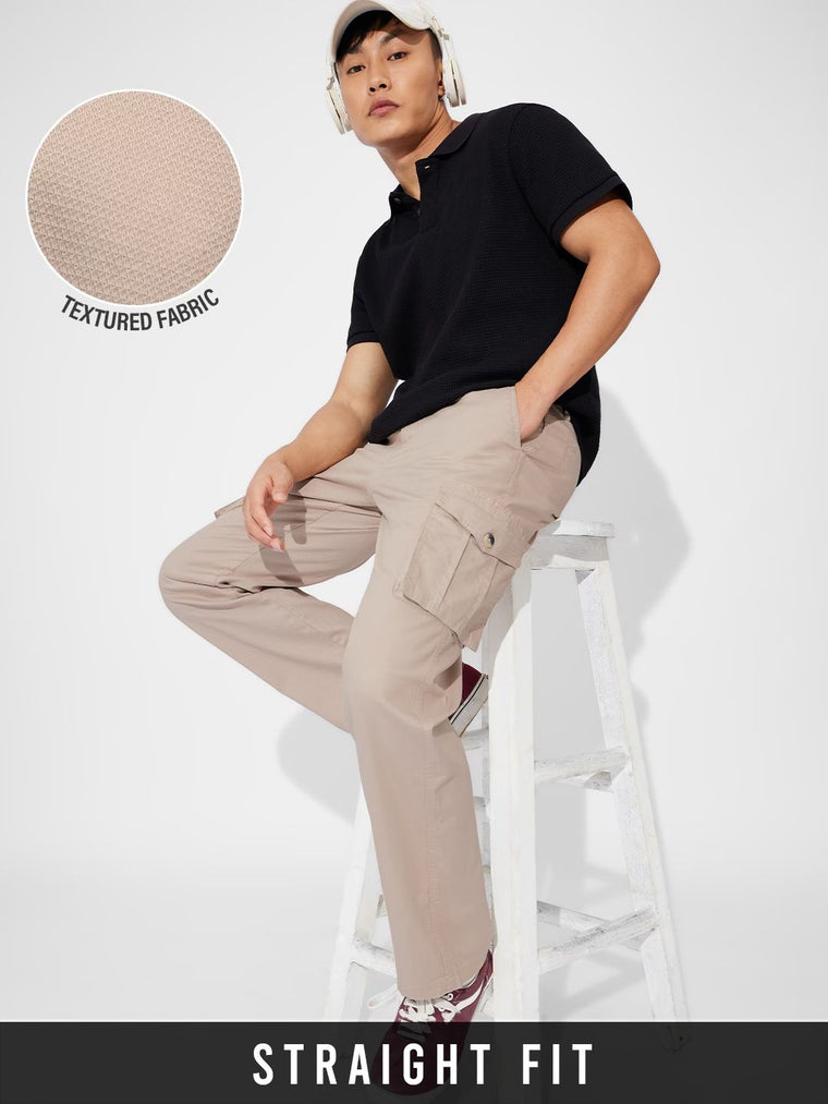 Solids: Sandy Brown Men Cargo Pants